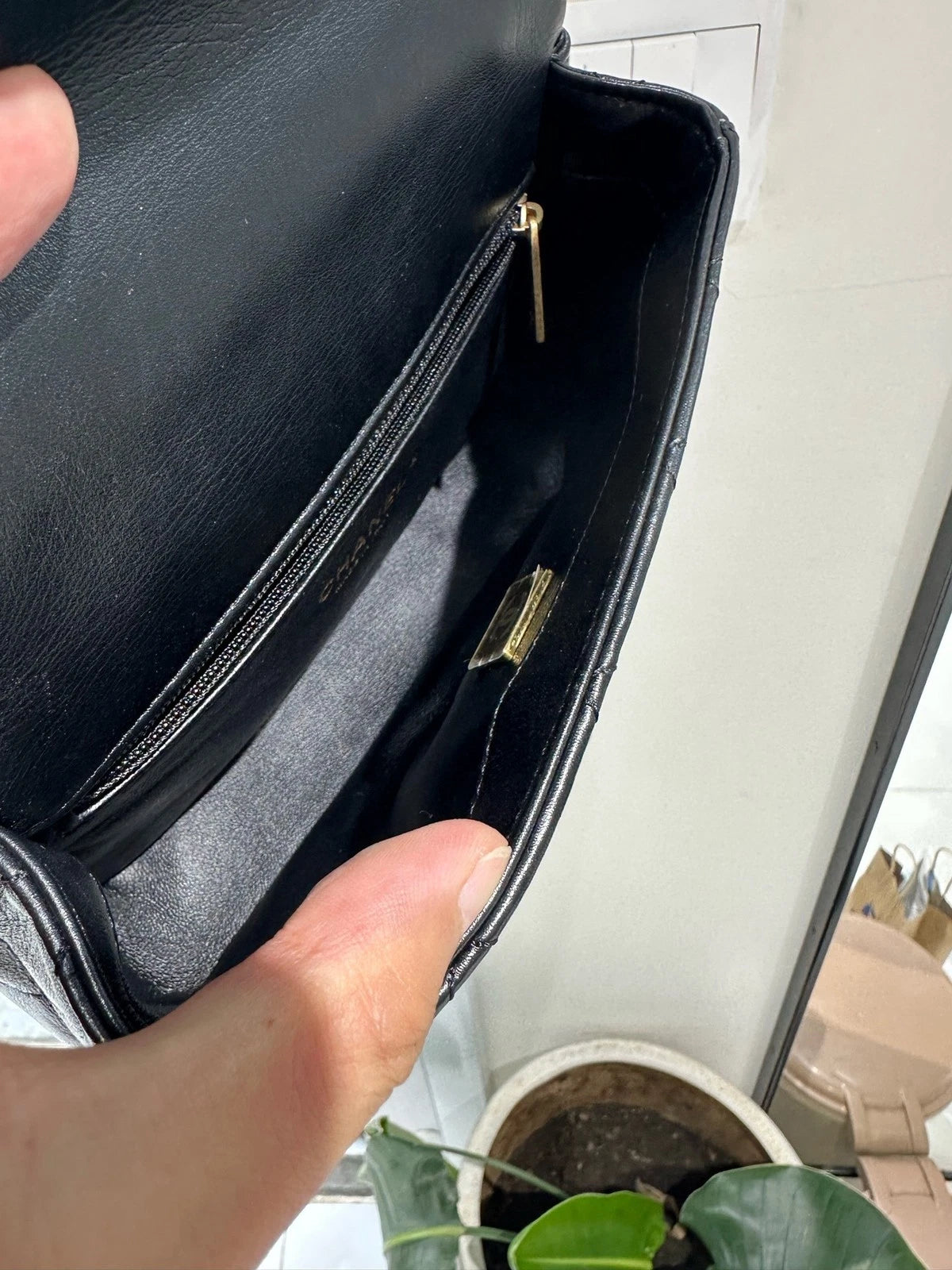 CHANEL Black Gold Top Handle Chain Bag For Women
