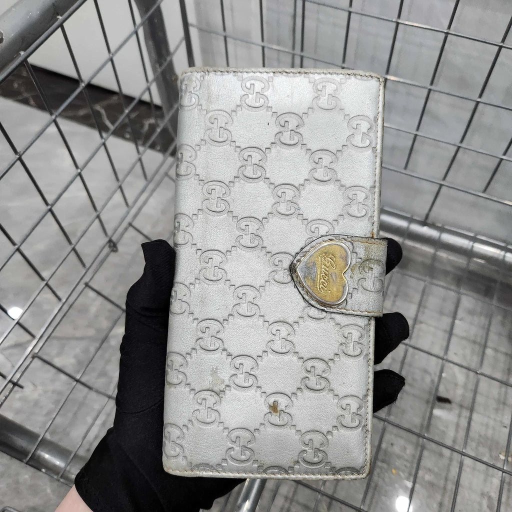 GUCCI Silver Monogram Embossed Long Wallet For Women