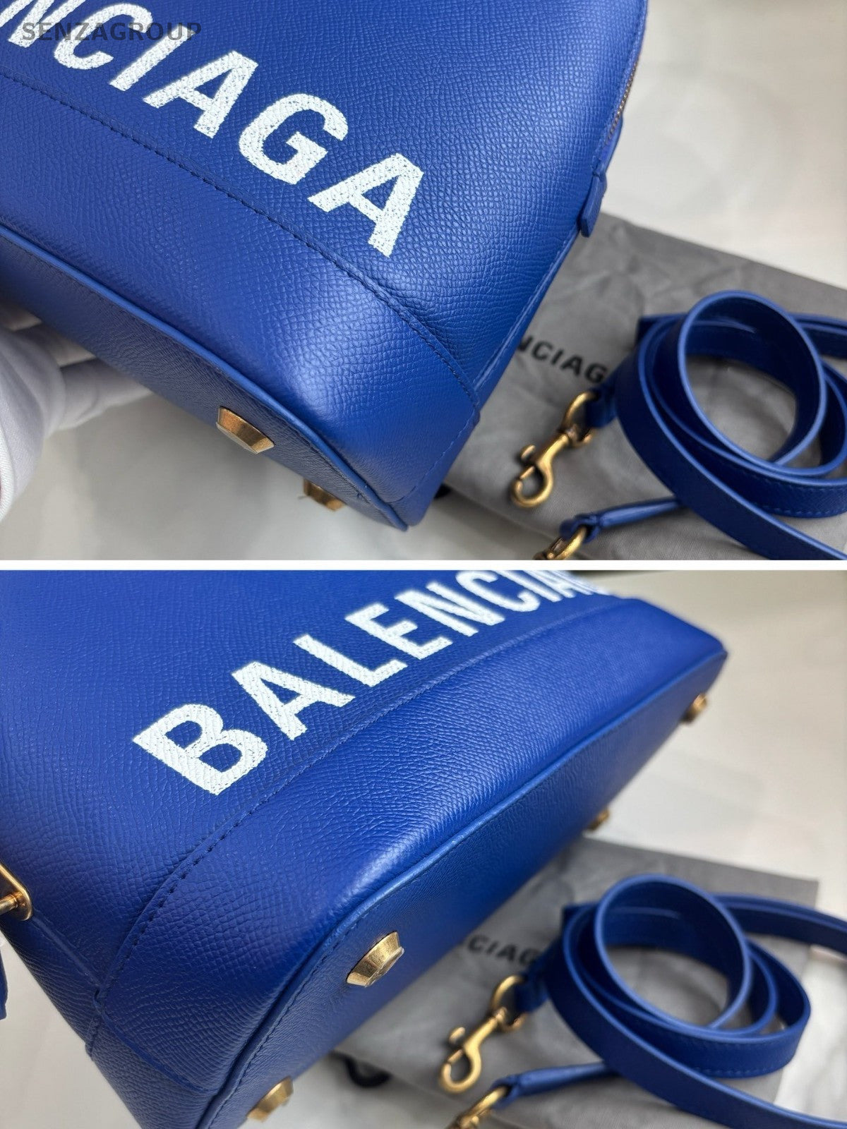 Balenciaga Alma bb Classic Logo Handbag 2WAY Crossbody Calfskin Blue