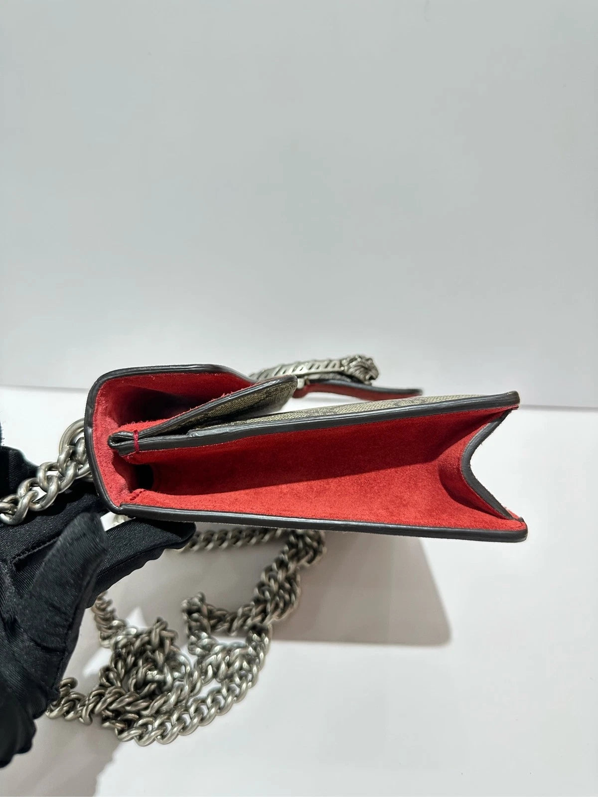 GUCCI Red Small Leather Dionysus Shoulder Crossbody Bag For Women