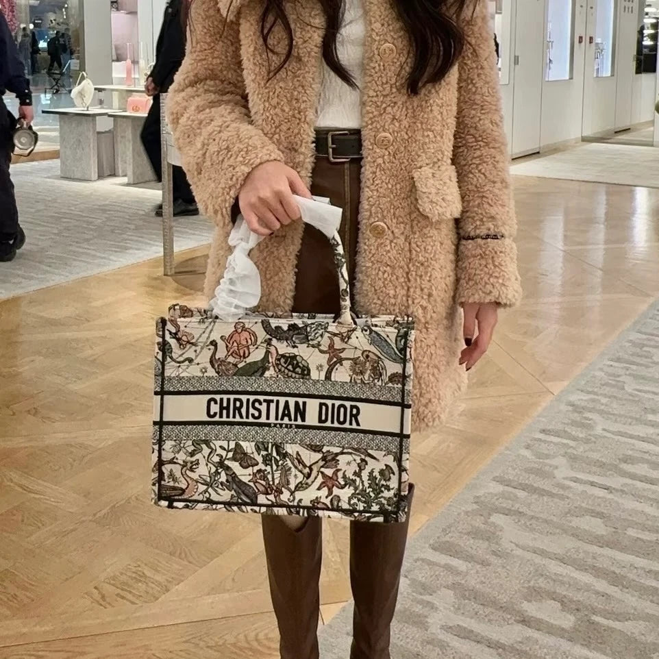 Dior Book Tote Canvas Handbag Tote Bag Excellent