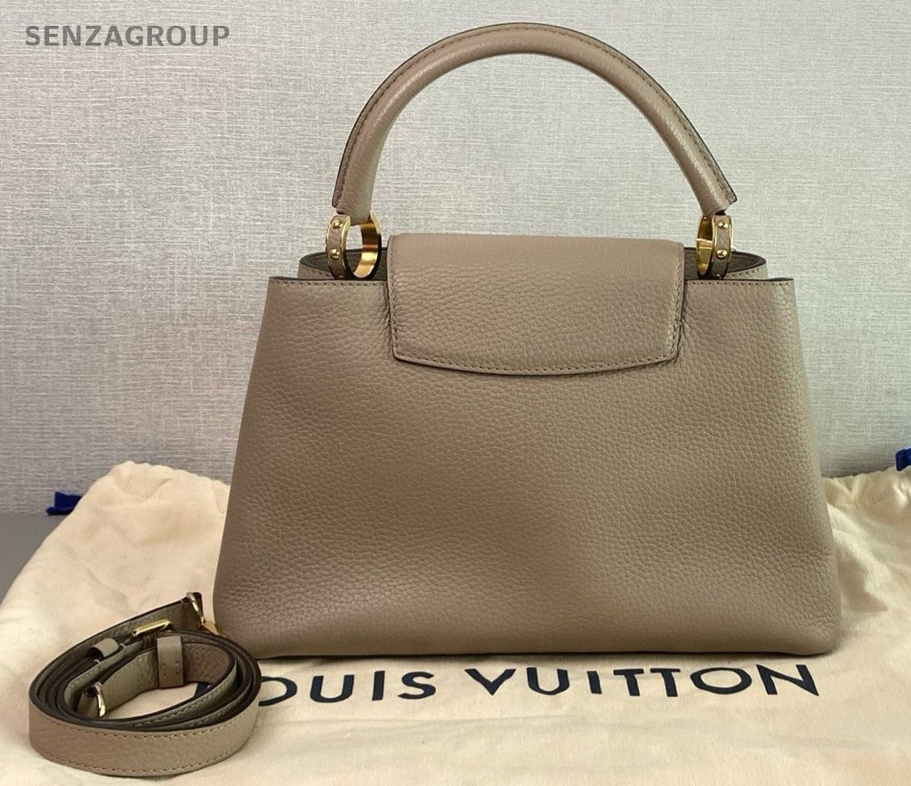 Louis Vuitton Capucines MM Top Handle 2way Shoulder Handbag Gray Gold Women