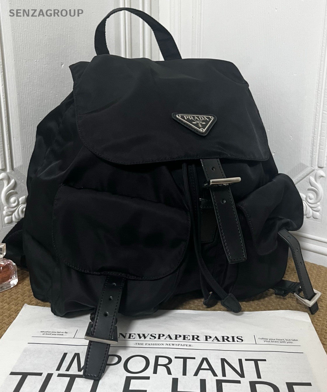 PRADA Nylon Backpack Classic Logo Top Handle bag