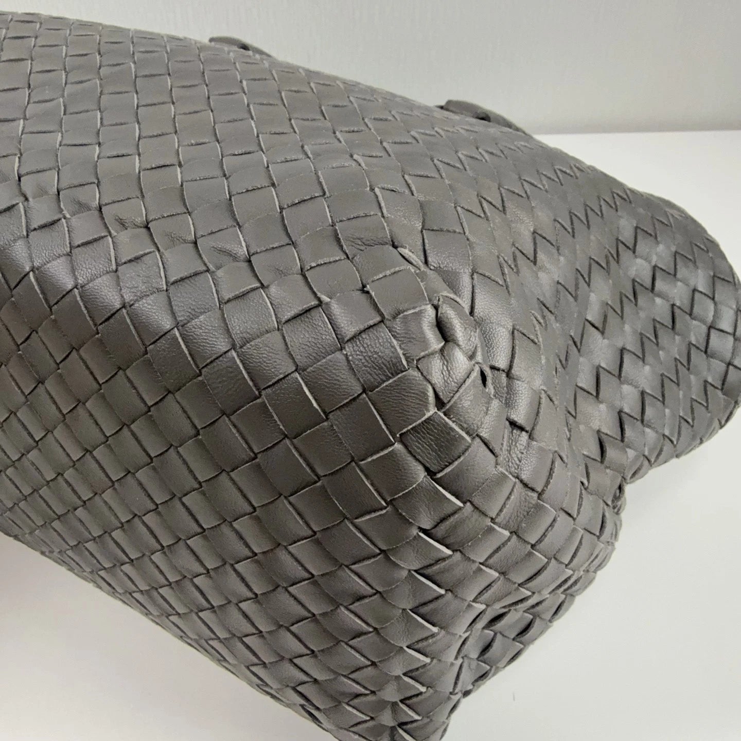 Bottega Veneta Gray Woven Leather Tote Shoulder Handbag For Women
