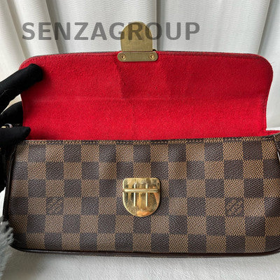 Louis Vuitton Damier Ebene Gold Buckle Shoulder Bag Classic Women