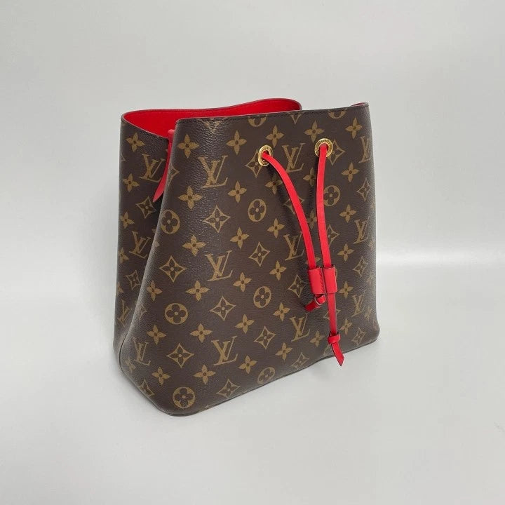 Louis Vuitton Neonoe Monogram Canvas Red Bucket Bag For Women