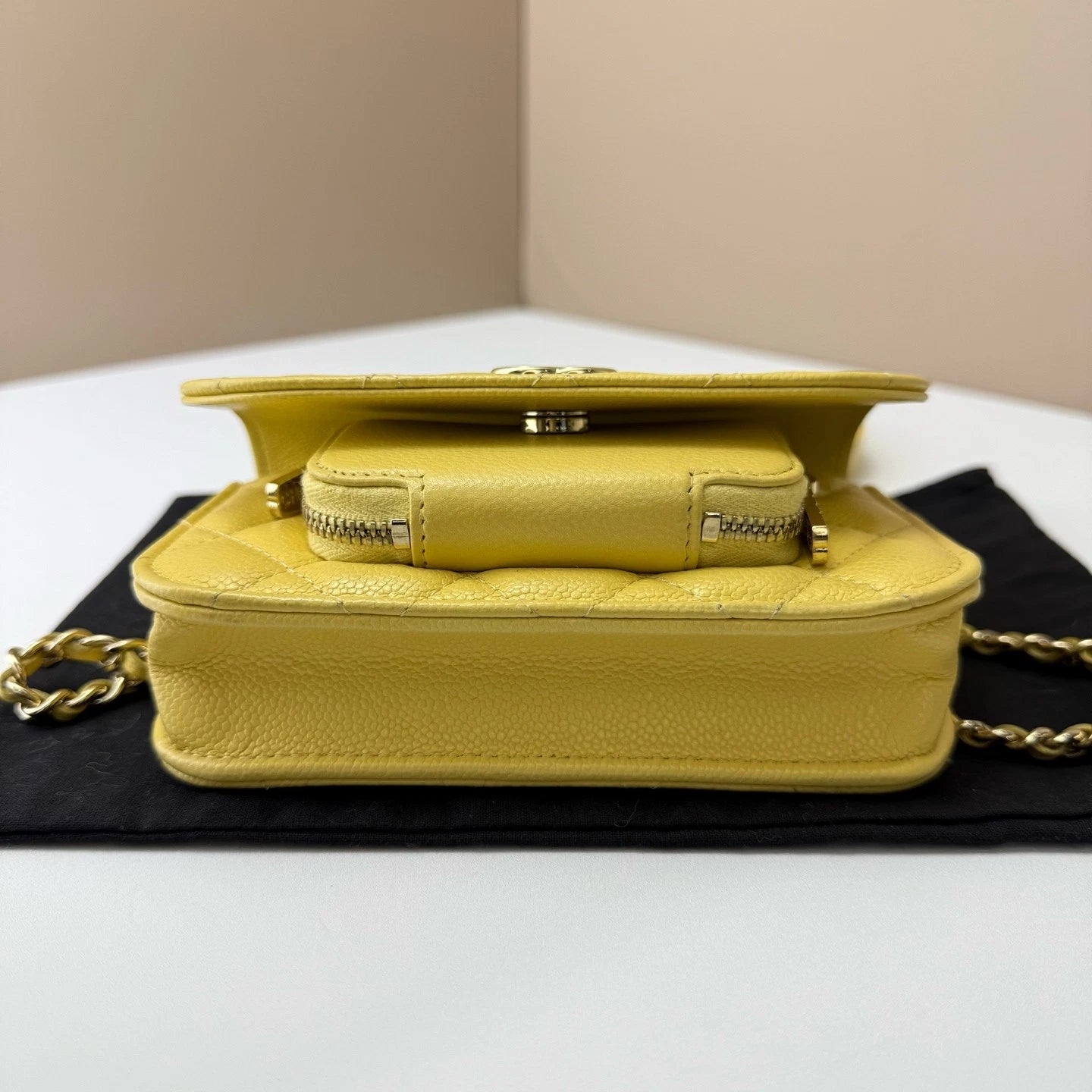 CHANEL Mini Messenger Shoulder Crossbody Bag Yellow For Women