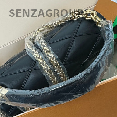 Louis Vuitton MM Black Lambskin Gold Buckle Chain Shoulder Handbag