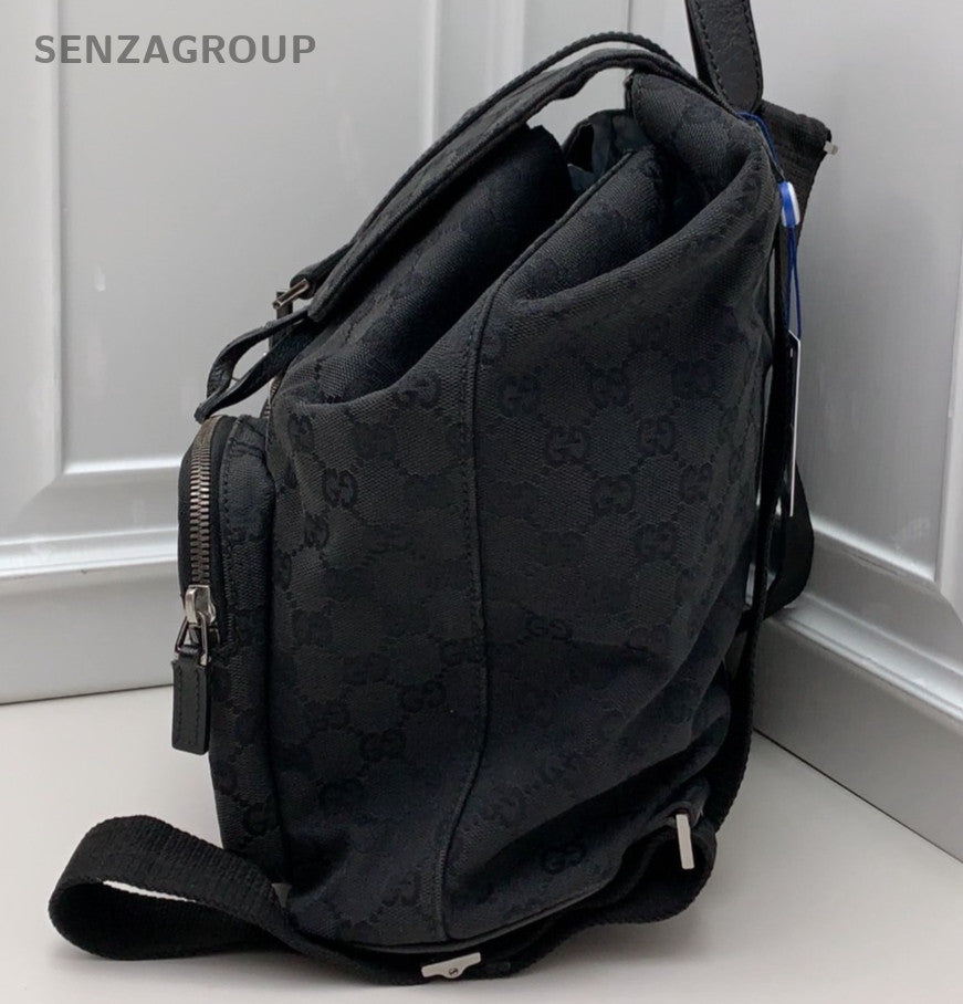 Gucci Denim Canvas Ophidia Backpack Black Silver Unisex Adults Classic