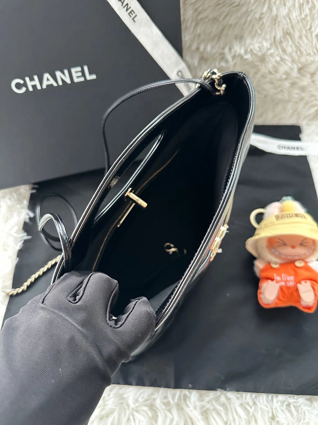 CHANEL 31Bag Small Black Gold Lambskin Crossbody Shoulder Bag Women