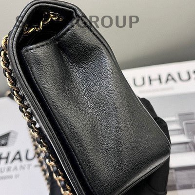Chanel Black Gold Enamel CC Classic Flap Chain Shoulder Crossbody Bag