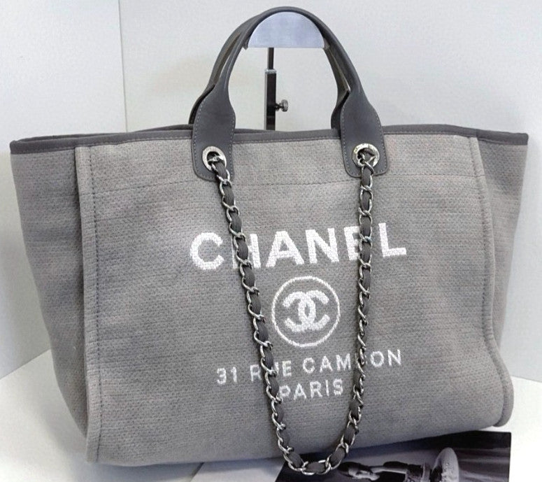 CHANEL Beach Series tote Classic Logo Light gray Shoulder bag Women Summer