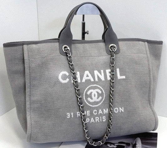 CHANEL Beach Series tote Classic Logo Light gray Shoulder bag Women Summer