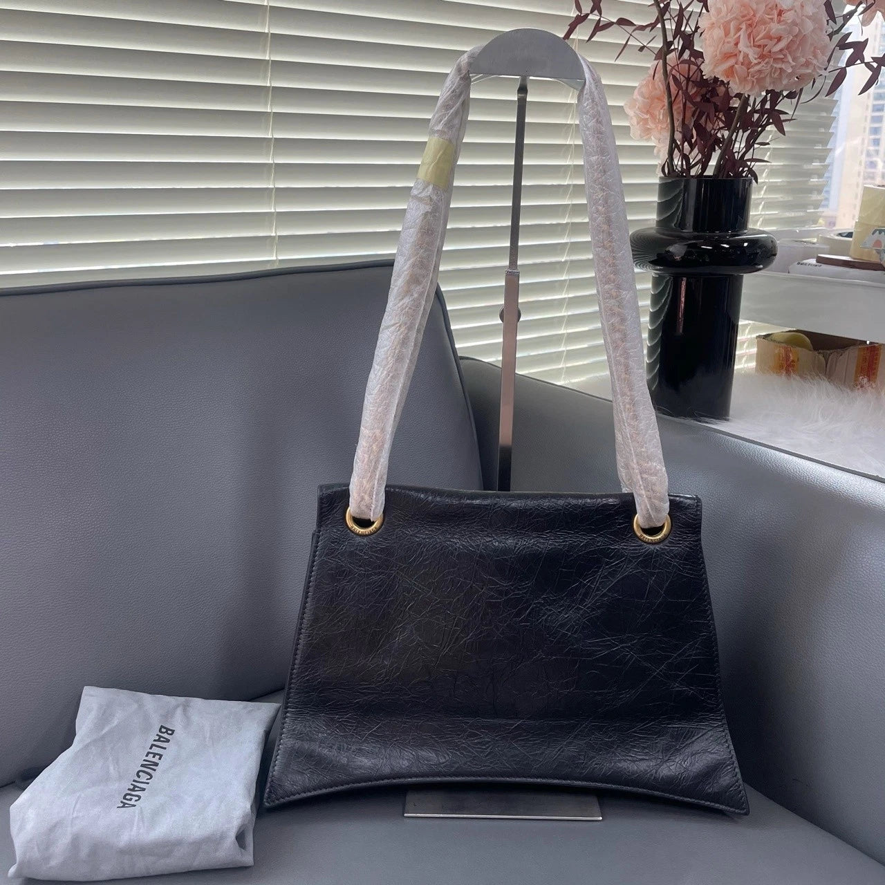 Balenciaga Crush Medium Calfskin Leather Chain Shoulder Bag For Women