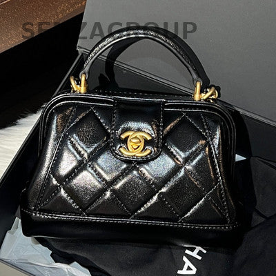 Chanel Small Quilted Black Gold Chain Shoulder Bag Classic Women