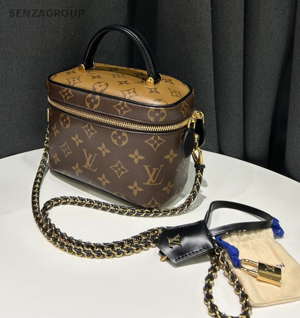 Louis Vuitton Monogram Cosmetic Case Shoulder Crossbody Bag Women Brown