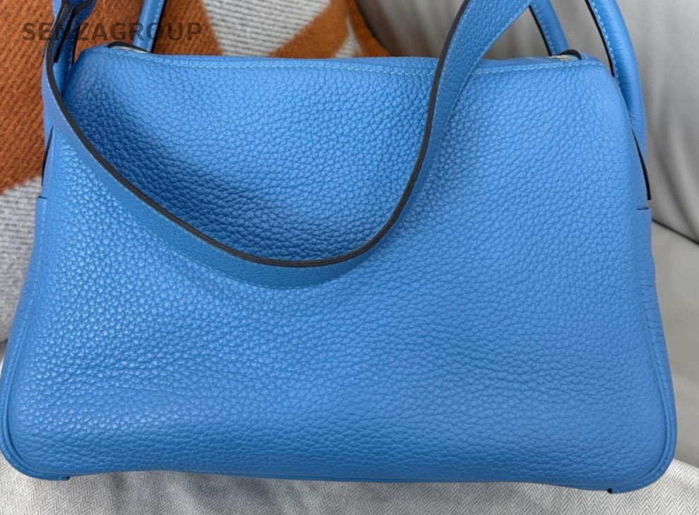 Hermes Lindy26 Shoulder Bag Blue Silver Used Women Classic Designer