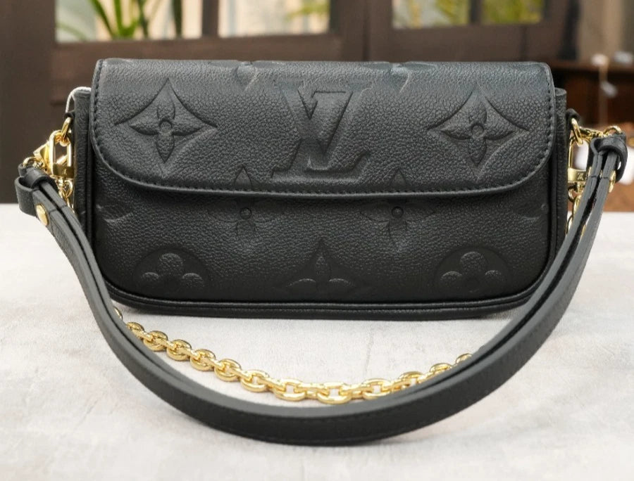 Louis Vuitton Ivy Chain Monogram Empreinte Black Gold Shoulder Bag Excellent