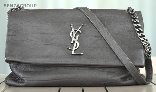 YSL Saint Laurent Hollywood Dark grey Calfskin Shoulder bag Crossbody