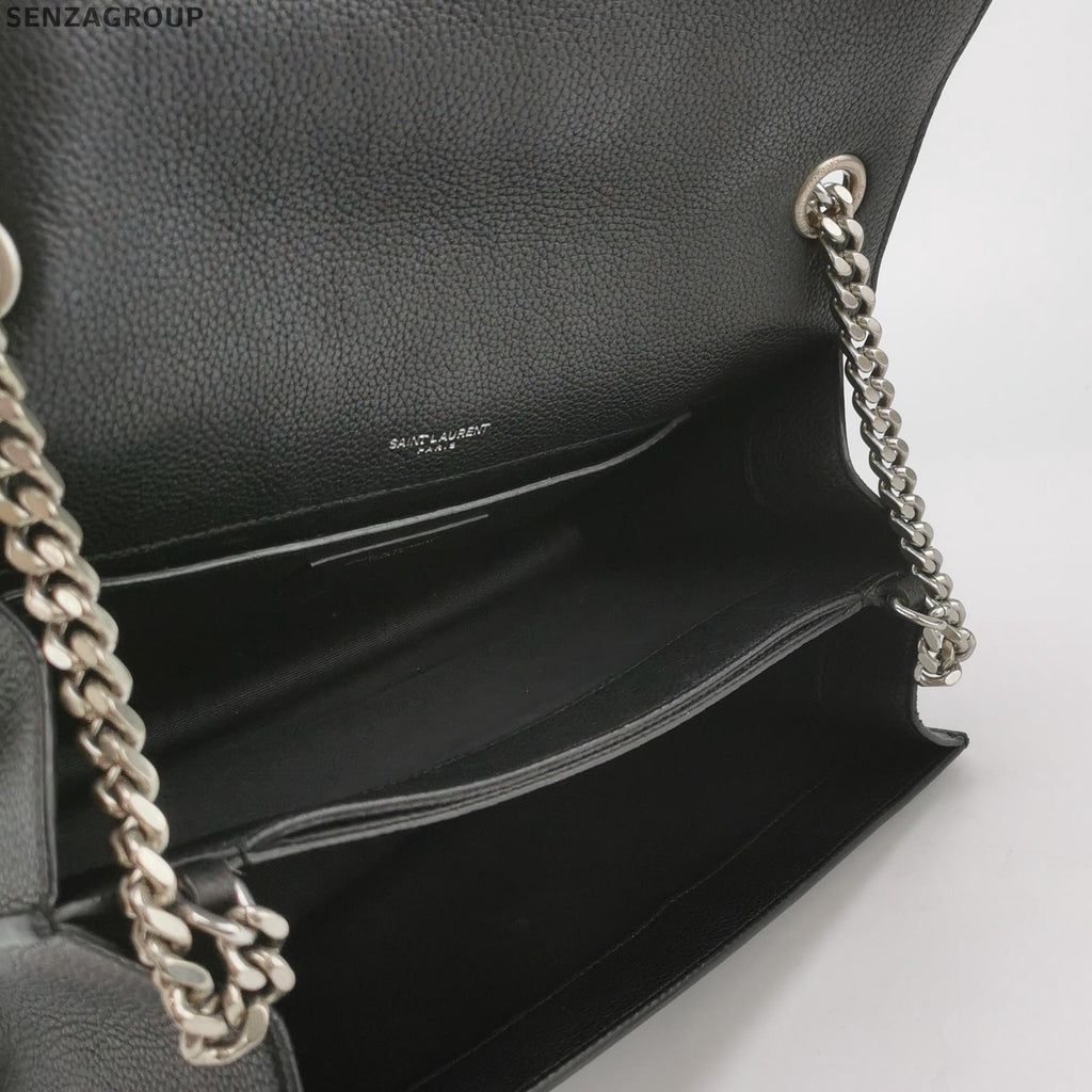 YSL Sunset Envelope Chain Shoulder Crossbody Bag Black Silver Women Classic