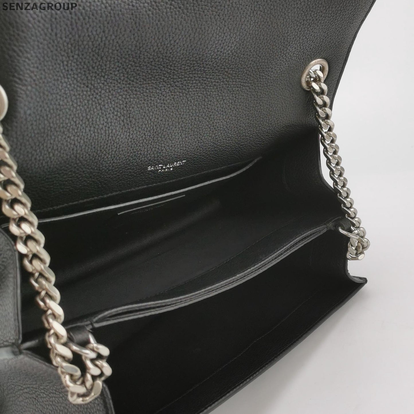 YSL Sunset Envelope Chain Shoulder Crossbody Bag Black Silver Women Classic