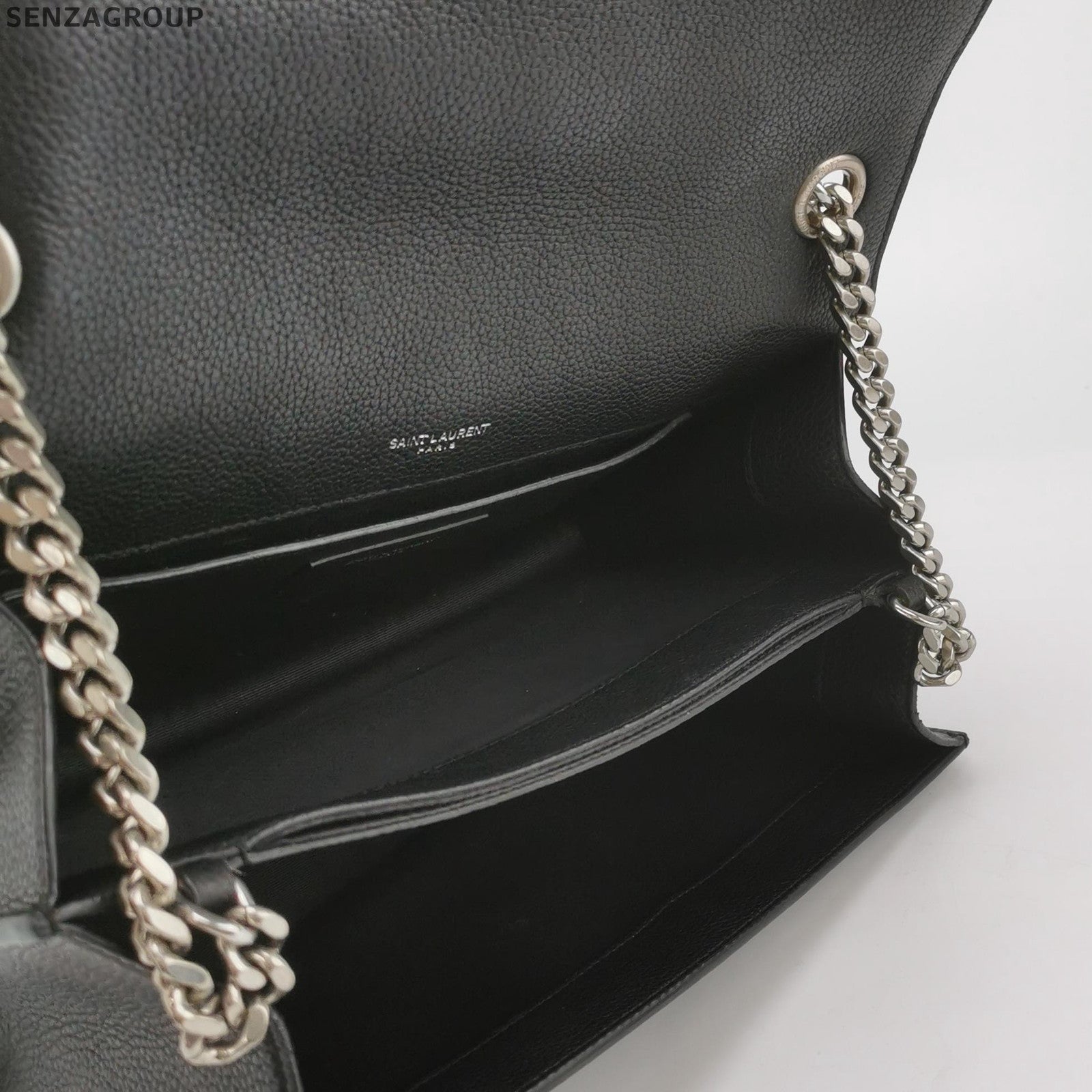 YSL Sunset Envelope Chain Shoulder Crossbody Bag Black Silver Women Classic