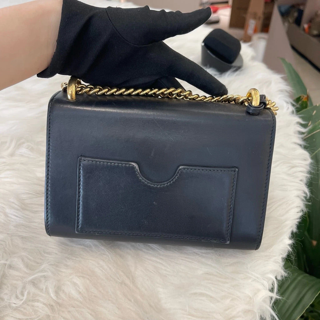 Gucci Black Leather Moonlight Box Chain Shoulder Bag For Women