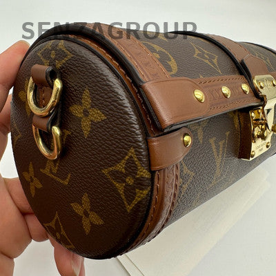 Louis Vuitton Monogram Coated Canvas & Leather Tote Shoulder Bag Brown Women