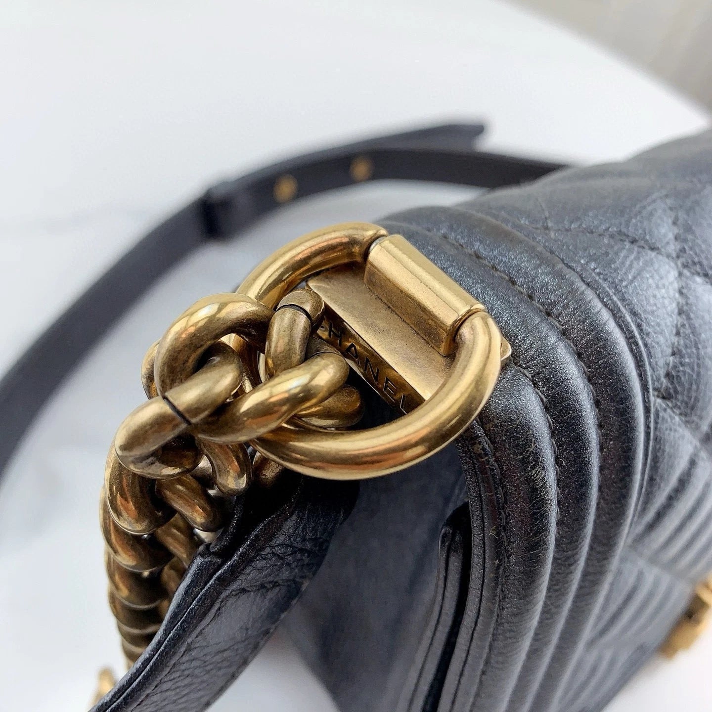 CHANEL Leather LeBoy Medium Shoulder Bag For Women