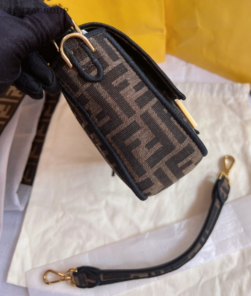 FENDI Monogram Canvas 2way Shoulder Handbag Brown Women Brand NEW