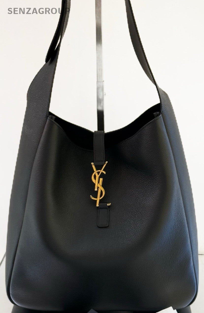 Saint Laurent Hobo GM Shoulder Bag Black Gold Used Women Classic Designer