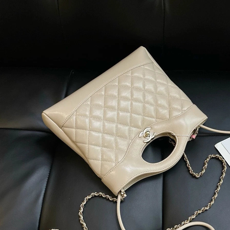 Chanel 31Bag Mini Chain Handbag Crossbody Beige Gold Women Diamond Classic