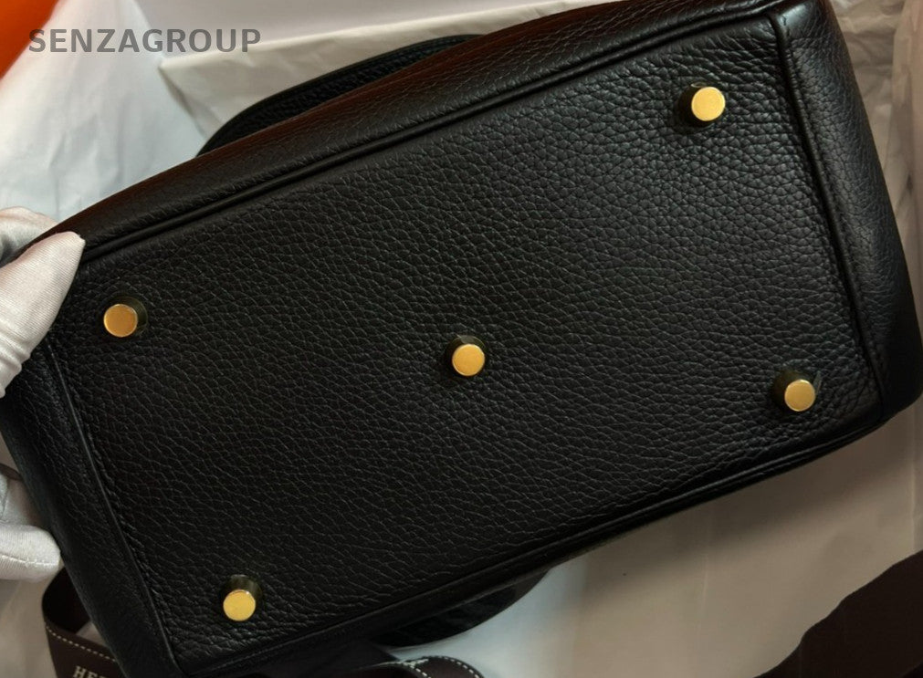 Hermes Lindy26 Shoulder Bag Black Gold Used Women Classic Designer