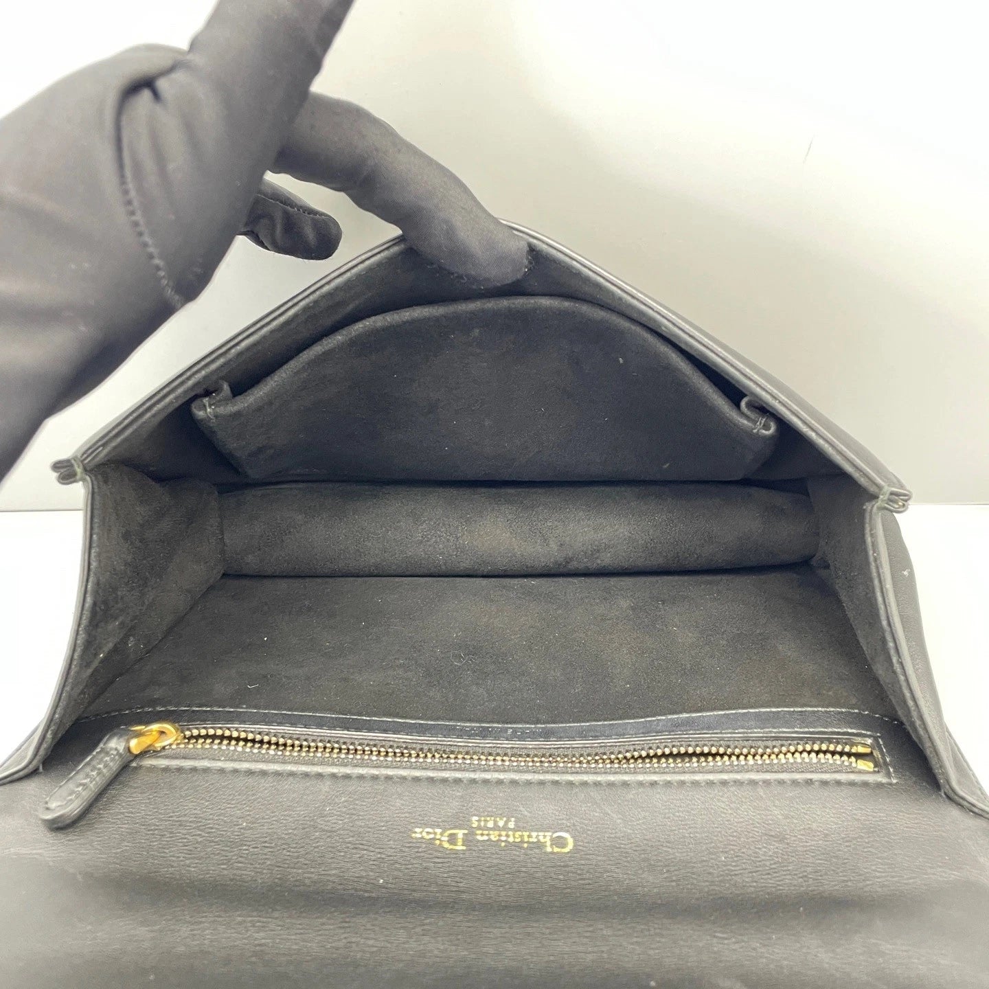 Christian Dior Diorama MM Chain Shoulder Bag Black Gold Hardware Women