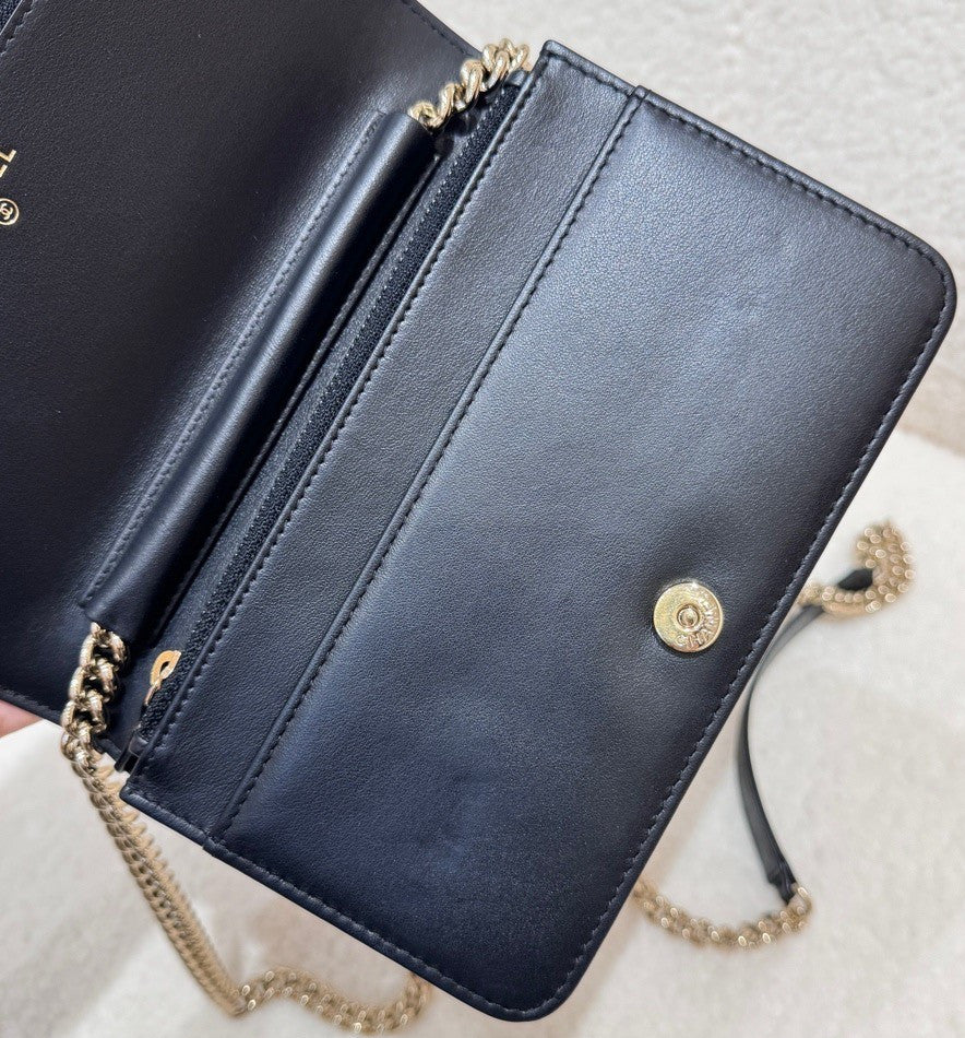CHANEL Leboy Woc Chain Strap Calfskin Shoulder bag Crossbody Black gold