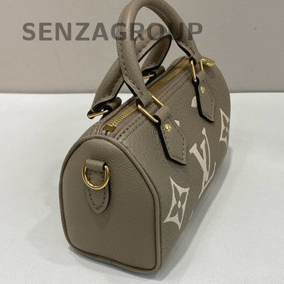 Louis Vuitton Nano Speedy Monogram Grey Gold Handbag Shoulder Bag Women
