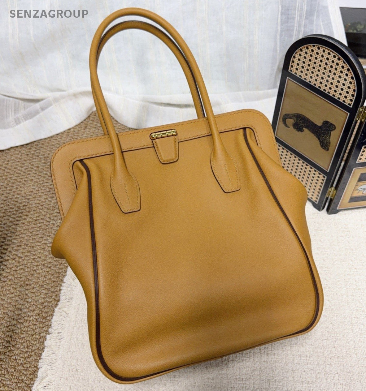 Hermes Convoyeur26 Top Handle Bag Brown Gold Used Women Classic