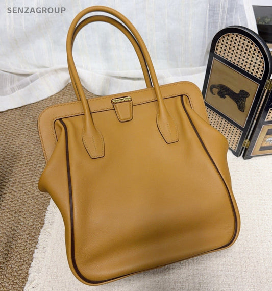 Hermes Convoyeur26 Top Handle Bag Brown Gold Used Women Classic