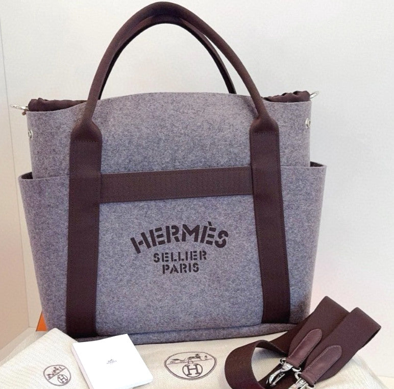 Hermès Groom Tote Equestrian Collection Top Handle Shoulder Crossbody Bag Purple