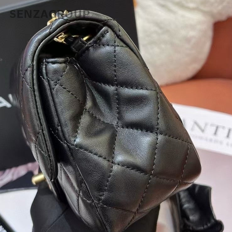 Chanel Black Gold Chain Shoulder Crossbody Bag Quilted Classic Women