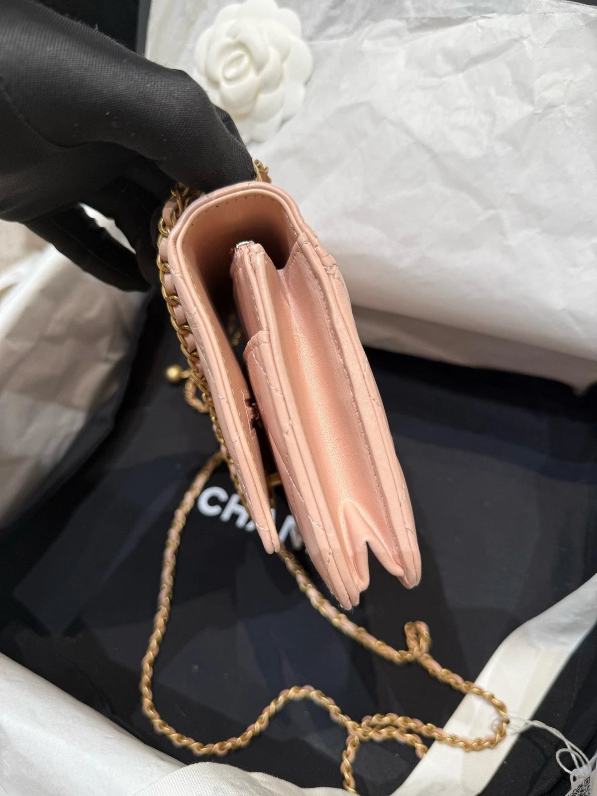New CHANEL Sakura Pink Leather WOC Crossbody Bag For Women