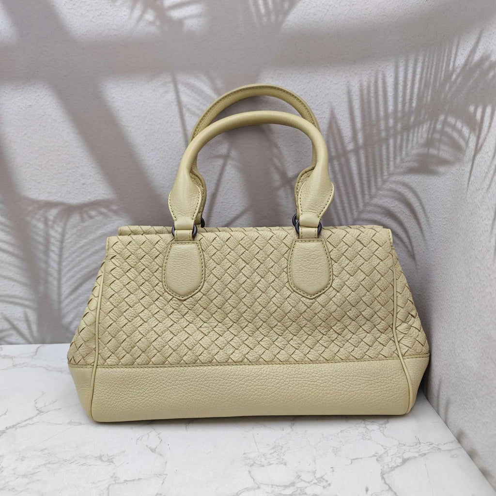 Bottega Veneta Yellow Woven Leather Tote Handbag Shoulder Crossbody Women