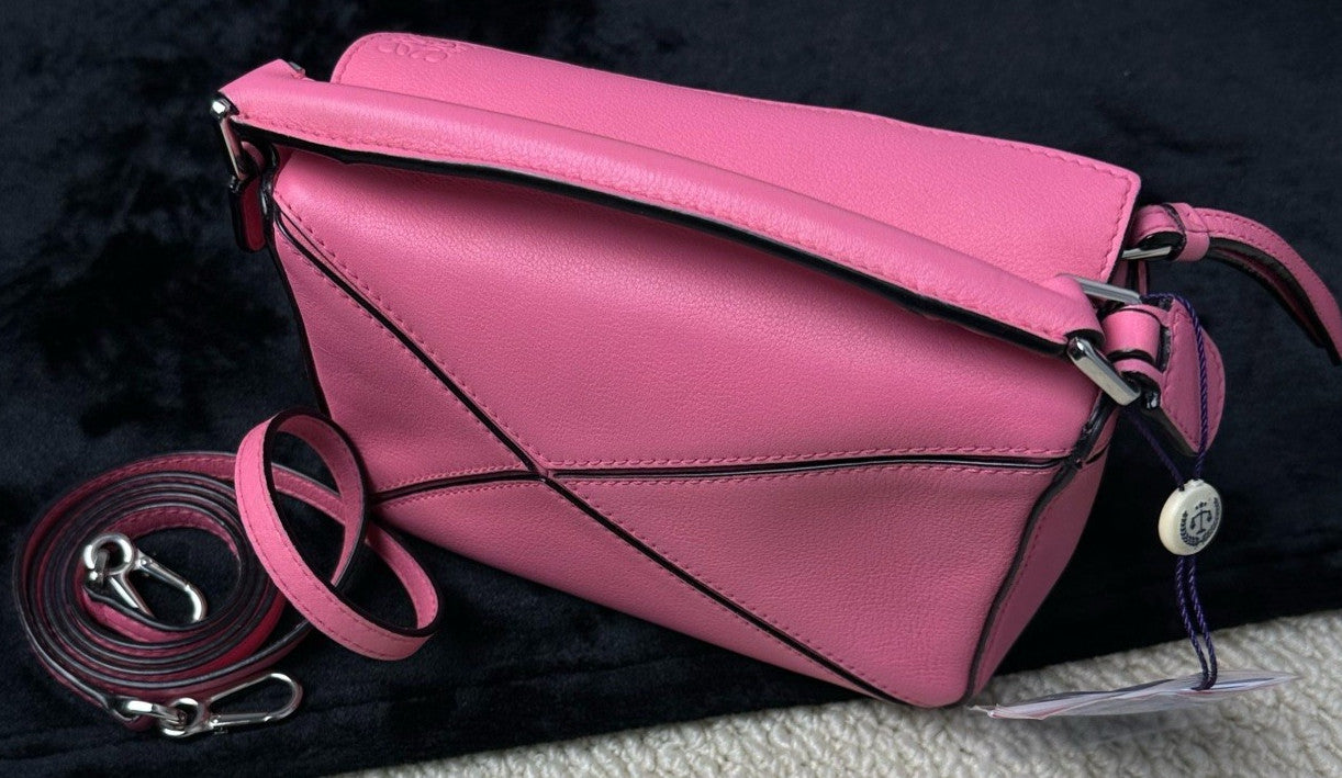Loewe Mini Puzzle Calfskin 2ways Shoulder Crossbody Bag Classic Pink
