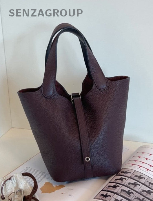 Hermes Picotin18 Lock Silver Hardware Tote Bag Red Used Women Classic Designer