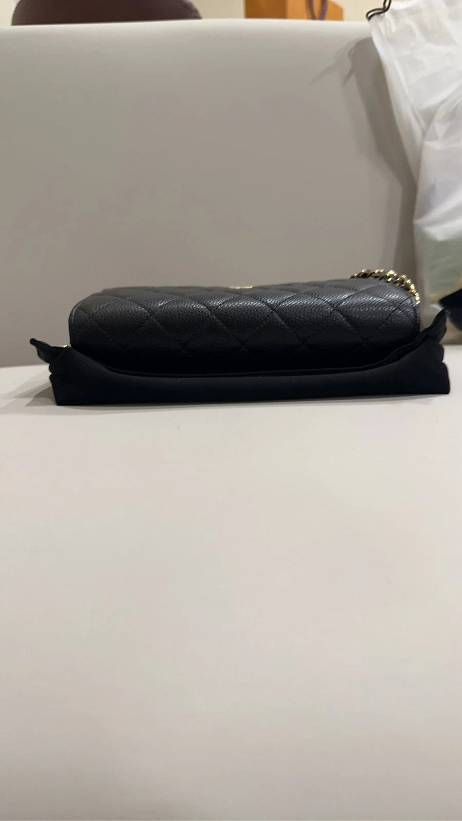 Chanel Black Gold Calfskin WOC Crossbody For Women