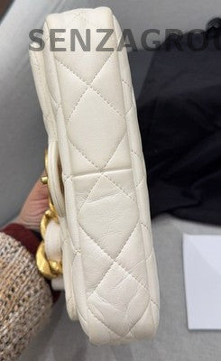 Chanel Classic Flap Quilted Chain Shoulder Bag in White Gold - Women's Fashion