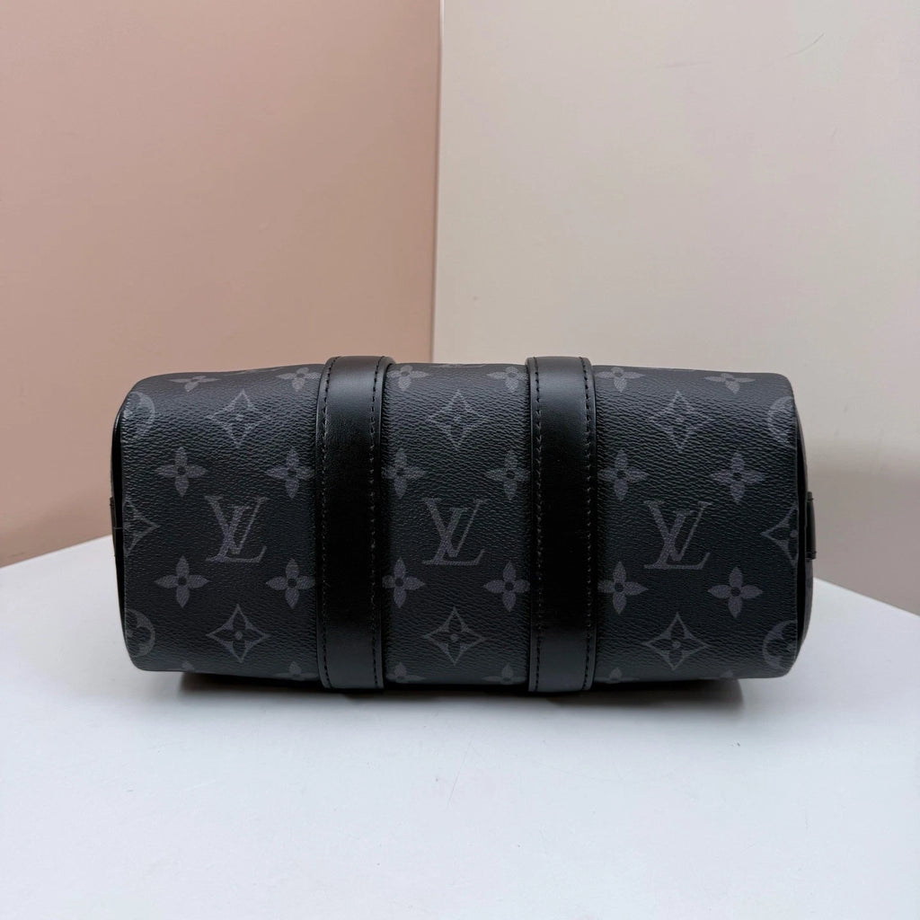 Louis Vuitton Keepall25 Monogram Top Handle Crossbody Black Silver Unisex