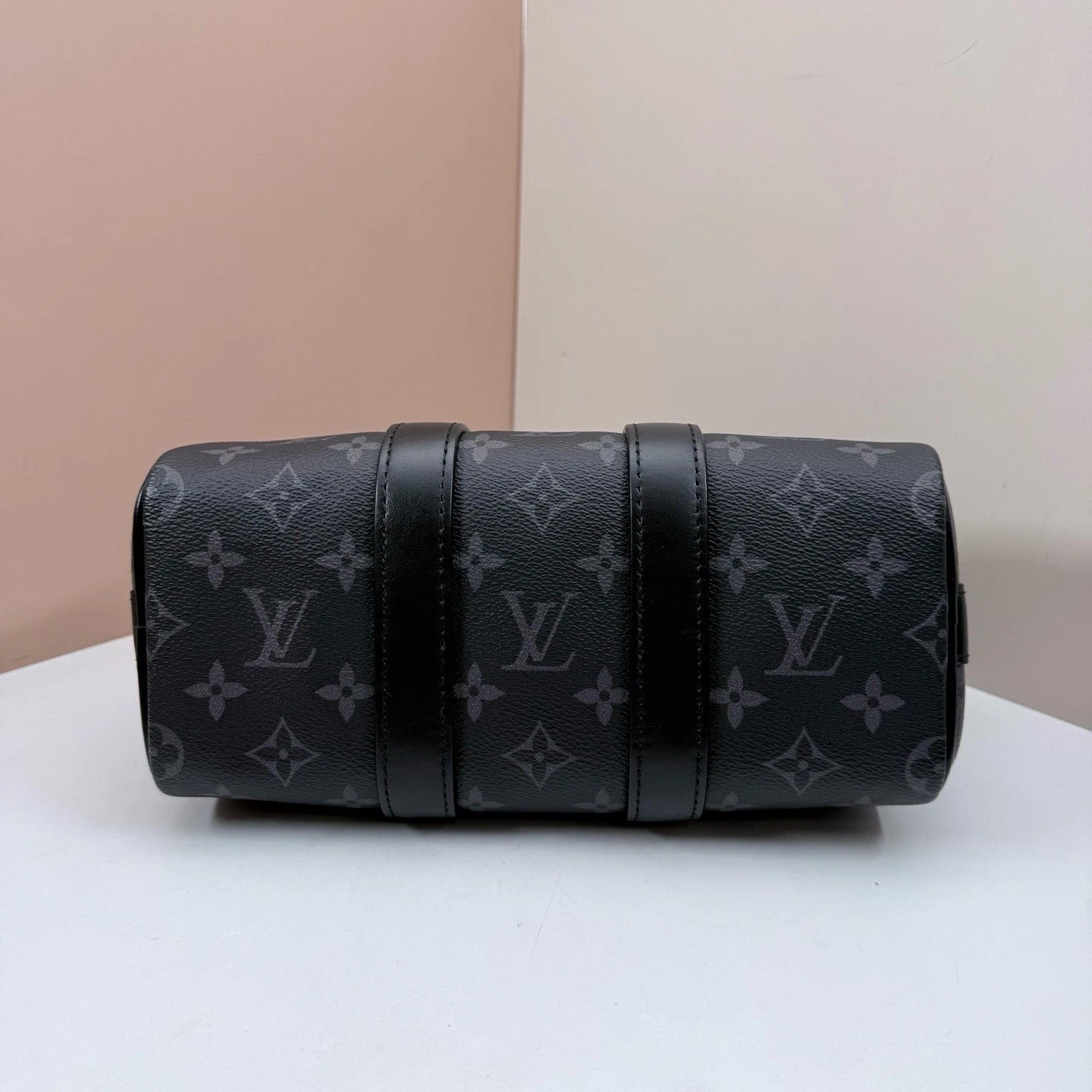 Louis Vuitton Keepall25 Monogram Top Handle Crossbody Black Silver Unisex