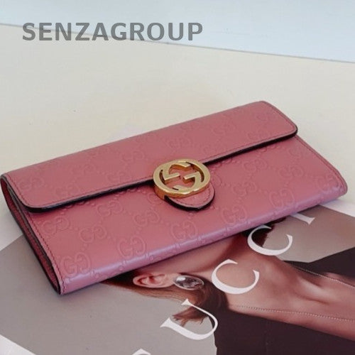 Gucci GG Marmont Long Wallet Clutch Pink Gold Used Women Classic