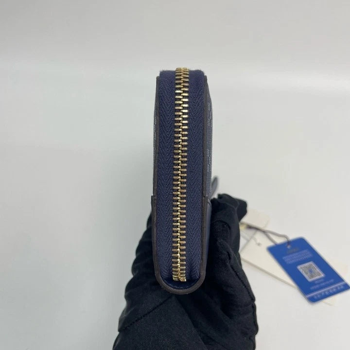 Gucci Navy Blue Leather Long Zip Wallet Clutch For Women